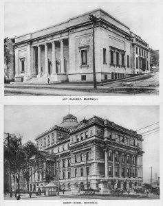 RPPC, Montreal, Quebec, Canada  COURT HOUSE & ART MUSEUM  *Two* Photo Postcards