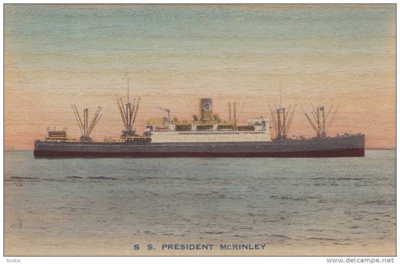 Ocean Liner S.S. President McKinley , 00-10s wooden cards