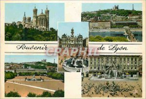 Modern Postcard Souvenir de Lyon Notre Dame de Fourviere Place Bellecour