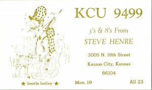QSL Radio Card From Kansas City Kansas KCU 9499