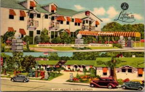 Linen Postcard Lady Lafayette Hotel in Walterboro, South Carolina