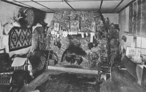 GRAY ROCKS RESORT Black Hills, South Dakota Fireplace c1920s Vintage Postcard