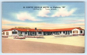 YUMA, Arizona AZ ~ Roadside EL CORTEZ DRIVE IN MOTEL 1953 Linen Postcard