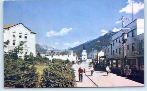 SITKA, AK Alaska ~ STREET SCENE & Russian Church  c1940s Car Postcard