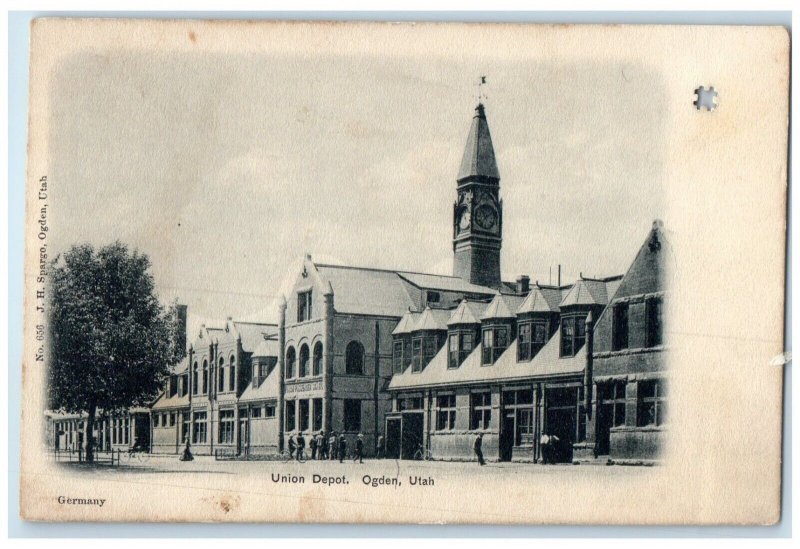 c1905 Union Depot Exterior Building Street Ogden Utah Vintage Antique Postcard