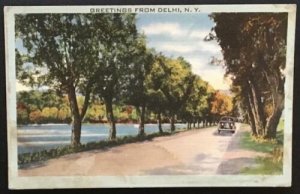 Greetings from Delhi NY 1943 Tichnor Bros Inc Linen 