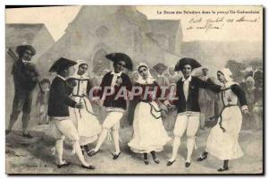 Old Postcard Folklore Dance of salt workers in the peninsula & # 39ile Gu?ran...