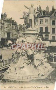 Old Postcard Abbeville statue of Admiral Courbet