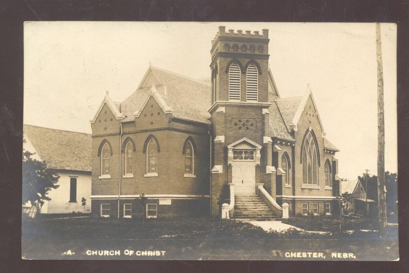 RPPC CHESTER NEBRASKA CHURCH OF CHRIST 1909 VINTAGE REAL PHOTO POSTCARD