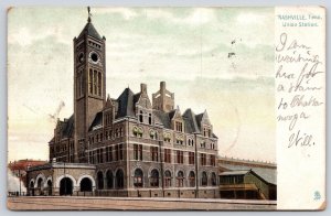 1906 Nashville Tennessee Union Station Street View And Building Posted Postcard