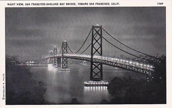 California San Francisco Night View San Francisco Oakland Bay Bridge Toward S...