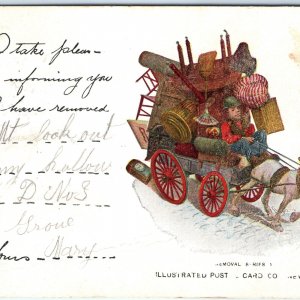 c1900s Illustrated Post Card Removal Series Moving Wagon Rare View Postcard A120