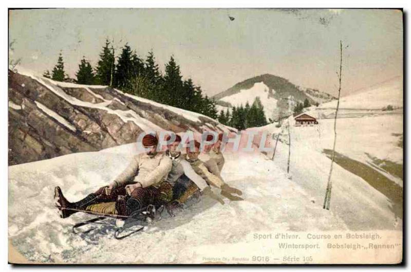 Old Postcard of Sports & # 39hiver Ski Bobsleigh Race Rennen