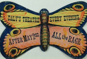 1870's-80's Daly's Theatre All The Rage Die Cut Butterfly Insect Trade Card F73