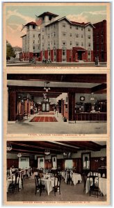 1916 Laconia Tavern Foyer Dining Room Laconia NH, Multiview Catskill NY Postcard 