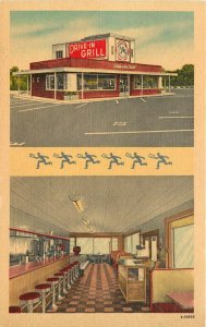 Linen Advertising Postcard Interior & Exterior, Drive-In Grill, Raleigh NC, US 1