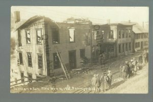 Springfield VERMONT RPPC c1912 FIRE Ruins Disaster GILMANTSON FIRE