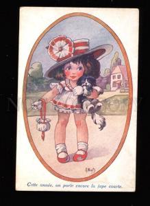 3017424 Fashion Girl w/ Fluffy DOG by WUYTS vintage NOYER PC