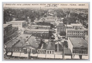 Postcard Bird's Eye View Looking North From Court House York Nebr. Nebraska