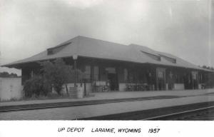 Laramie Wyoming 1957 Union Pacific train depot real photo pc Z30272