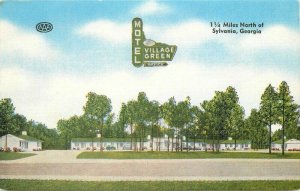 Sylvania Georgia Village Green Motel roadside Kropp linen Postcard 22-74