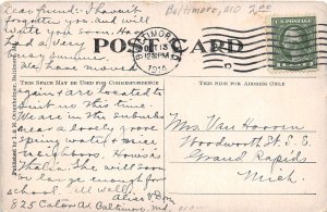 J55/ Baltimore Maryland Postcard c1910 Night Masonic Temple Arch 157