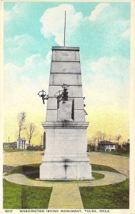 Early View, Washington Irving Monument, Neighborhood, Tulsa, Ok, Old Postcard