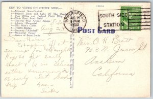 MISSOURI 1950 MAP Multiview Postcard Major Tourist Sights