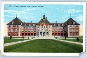 1920 New Orleans Louisiana Vintage Postcard Notre Dame Seminary Building Field