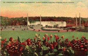 American Falls Pergola Oakes Garden Theatre Niagara Canada Antique Postcard UNP