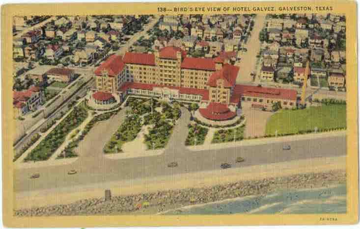 Linen Air View of Hotel Galvez Galveston Texas TX