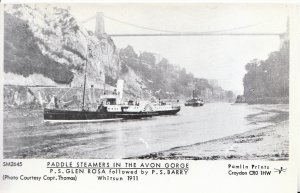 Shipping Postcard - Paddle Steamers Avon Gorge- P.S.Glen Rosa and P.S.Barry U791