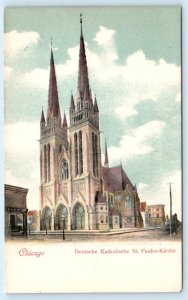 CHICAGO ~ Deutsche Katholische ST. PAULUS KIRCHE German Catholic 1900s Postcard