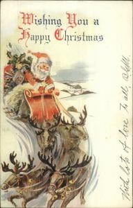 Christmas - Santa Claus & Reindeer c1910 Embossed Postcard