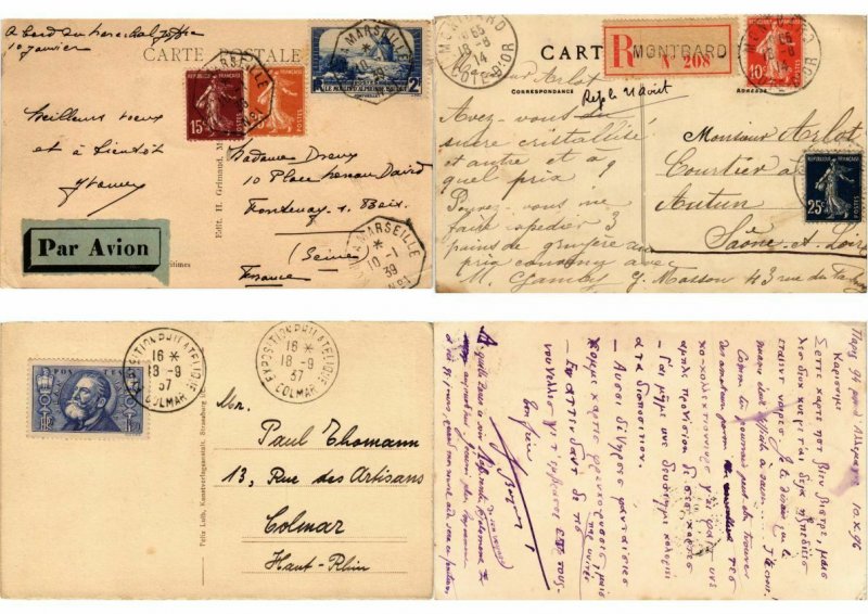 FRANCE POSTAL HISTORY 1200 COVERS CPA Mostly 1900-1940 PERIOD in BOX ! (L2677)