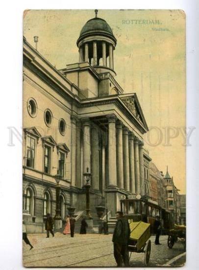 150752 HOLLAND ROTTERDAM Stadhuis TRAM Vintage postcard