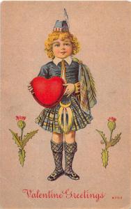 F3/ Valentine's Day Love Holiday Postcard 1918 Scottish Flower Heart 10