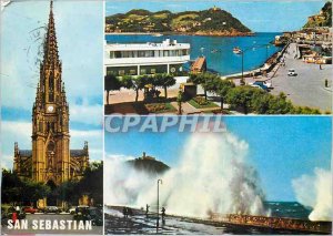 Postcard Modern San sebastian 39 Catedral club nautico there temporal bahia