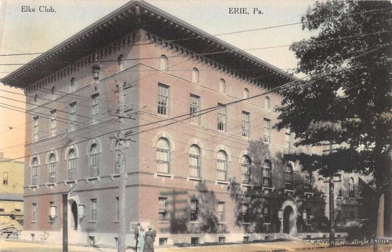 Erie Pennsylvania Elks Club Street View Antique Postcard K69211