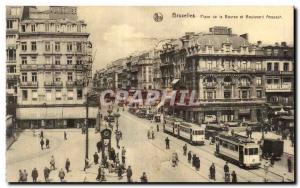 Old Postcard Brussels Place de la Bourse and Anspachlaan