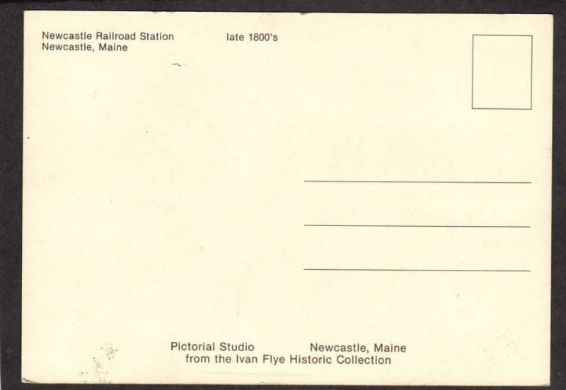 ME Railroad Train Station Depot Newcastle Maine Reproduction Postcard