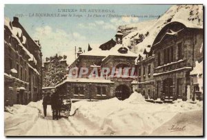 Old Postcard La Bourboule in the Snow Square and Winter establishment