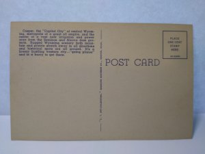 Greetings Hello From Casper Wyoming Postcard Large Big Letter Unused Vintage