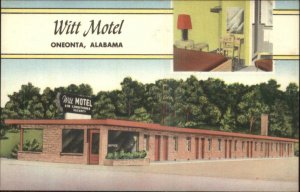 Oneonta AL Witt Motel Linen Postcard