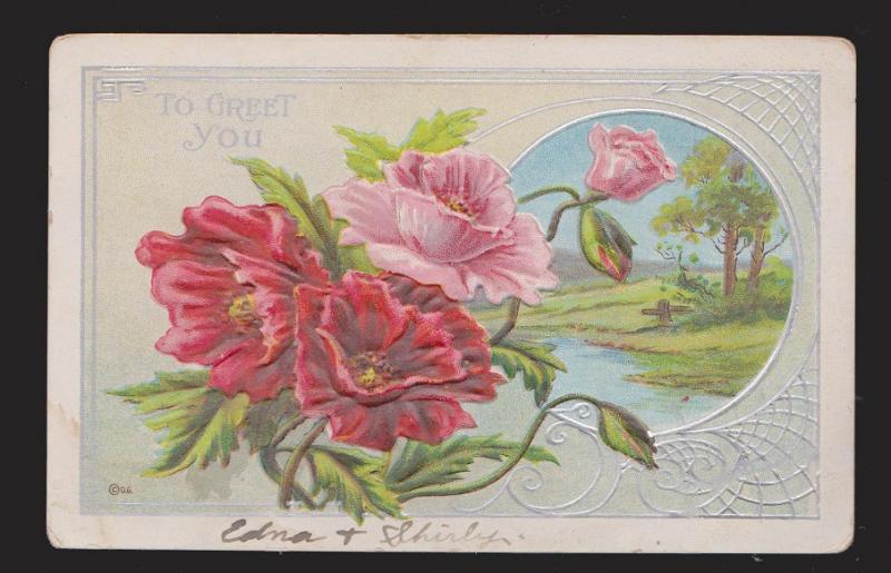 General Greetings - Flowers - Used 1913 - Embossed