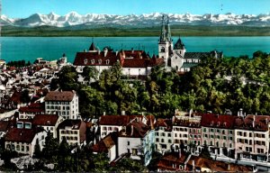 Switzerland Neuchatel et les Alpes Panorama 1962