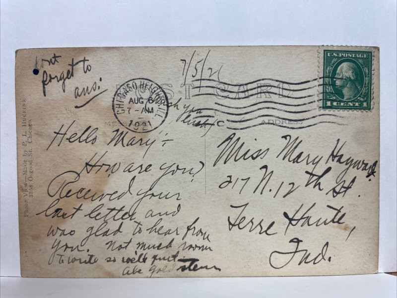 RPPC Postcard East End Ave Chicago Heights Union Bar Bank Grocer Liquor 1921