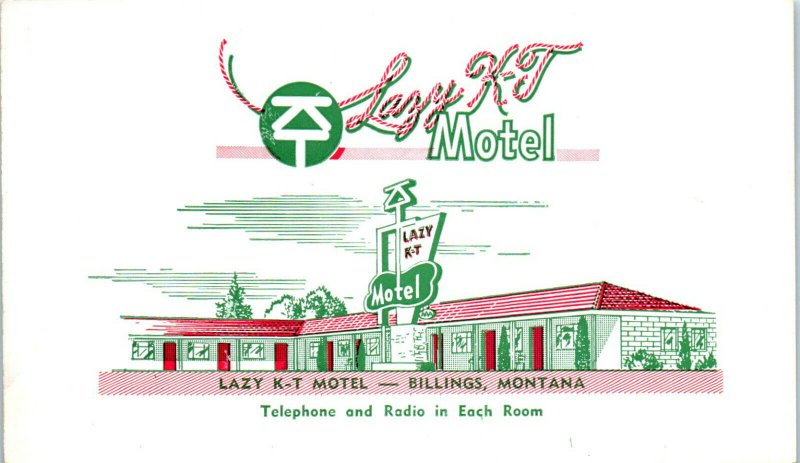 1940s Lazy K-T Motel Billings Montana Postcard