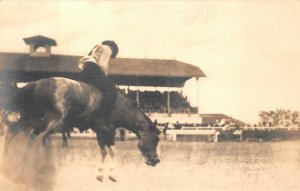 RPPC WESTERN COWBOY RODEO HORSES MONTANA ACE WOODS REAL PHOTO POSTCARD (c. 1920)