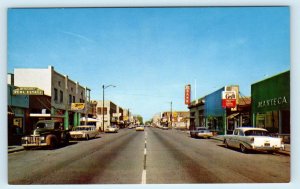 MANTECA, CA~ Hwy 120 STREET SCENE Real Estate, BANK c1950s Cars Postcard